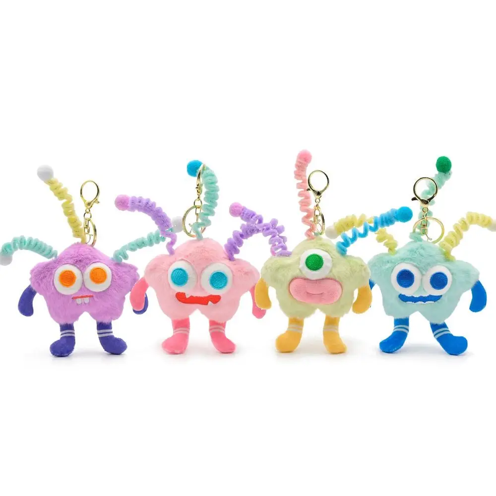 Cartoon Funny Chenille Sticks Keychain Plush Kawaii Sausage Mouth Keyring Dopamine DIY Hair Style Big Mouth Plush Pendant