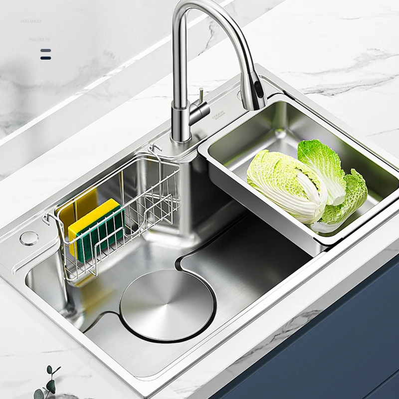 Multifunctional Wash Basin Large Single Slot Stainless Steel Kitchen Sinks Nano Household Washing Sinks Kitchen Accessories