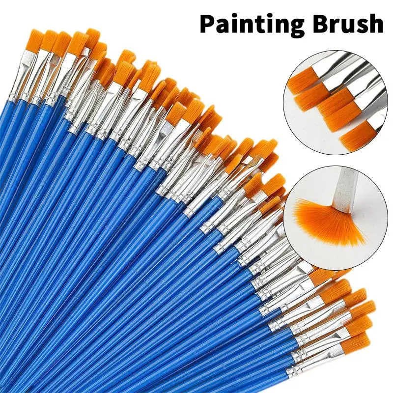 

30/100Pcs Acrylic Painting Brushes Set Round Flat Hair Nylon Hair Paint Brush For Kid Artists Watercolor Oil Painting Brushes