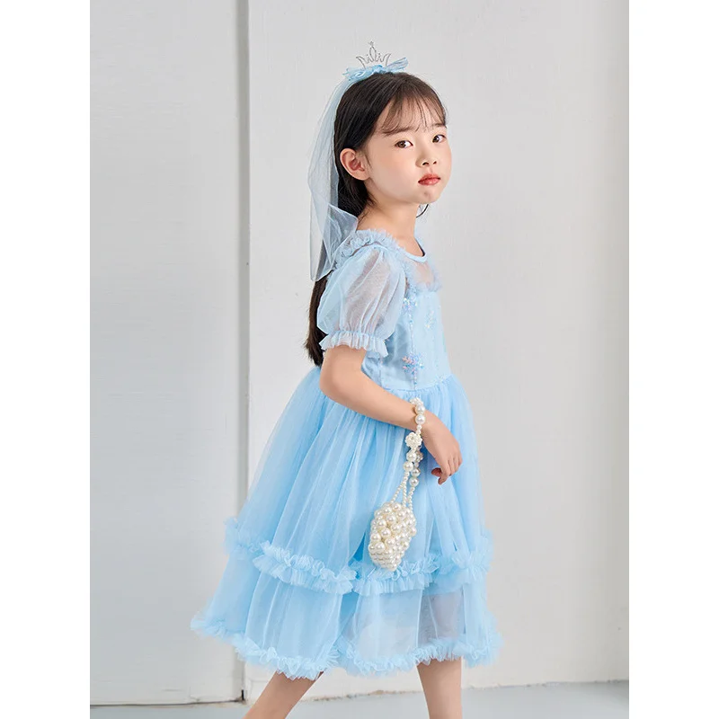 

Children2025New Dress for Girls, Floral Princess Dress, Summer Children's Fashionable Little Girl Mesh Dress
