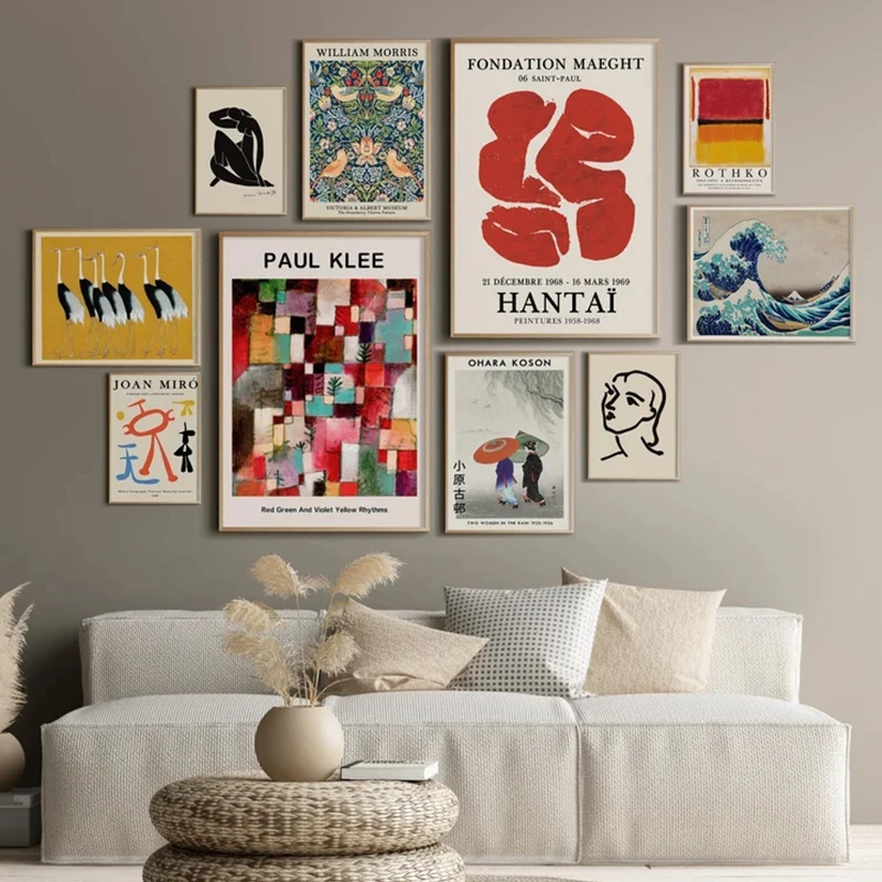 Kanagawa Hokusai Zee Golven Paul Klee Bloem Abstracte Muur Kunst Vintage Poster Decoratief Schilderij Canvas Print Foto Woonkamer