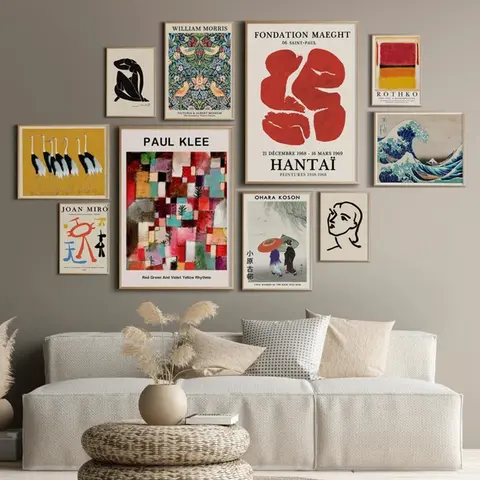 Kanagawa Hokusai Sea Waves Paul Klee Flower Abstract Wall Art Vintage Poster Decorative Painting Canvas Print Picture LivingRoom