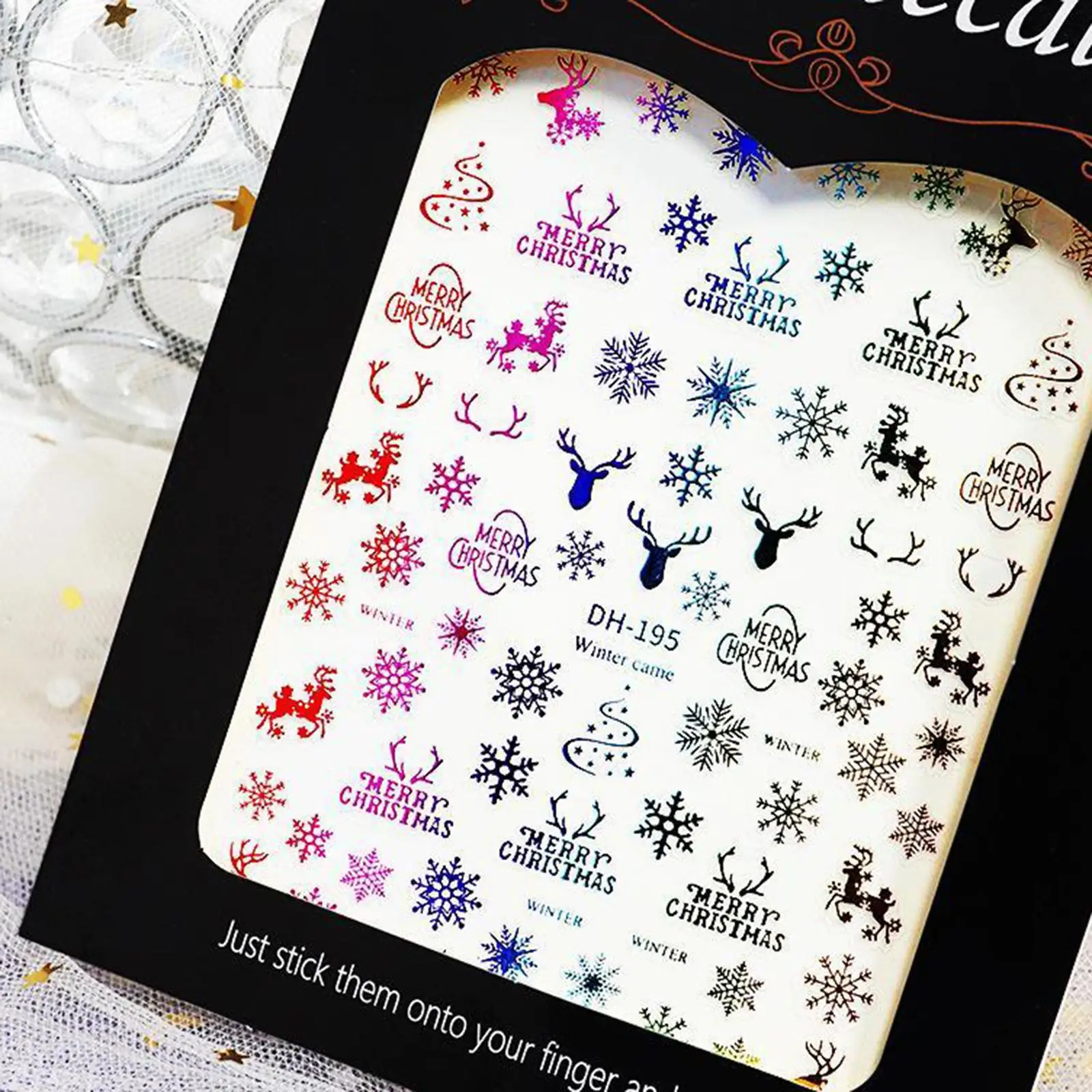 Christmas Sticker for Women DIY Stickers Decals Snowflakes Manicure Decoration Nails Accessories,1 Sheet