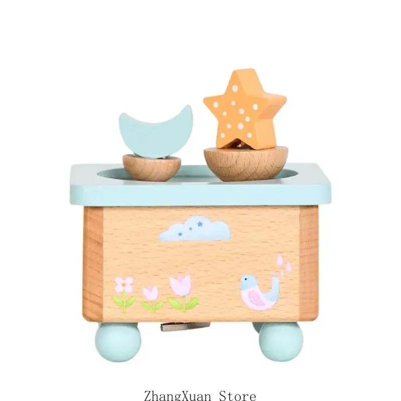 Spieluhr, Holz-Akzent-Melodie-Box mit Handaufzug für Schreibtisch und 3 x – Detail 5