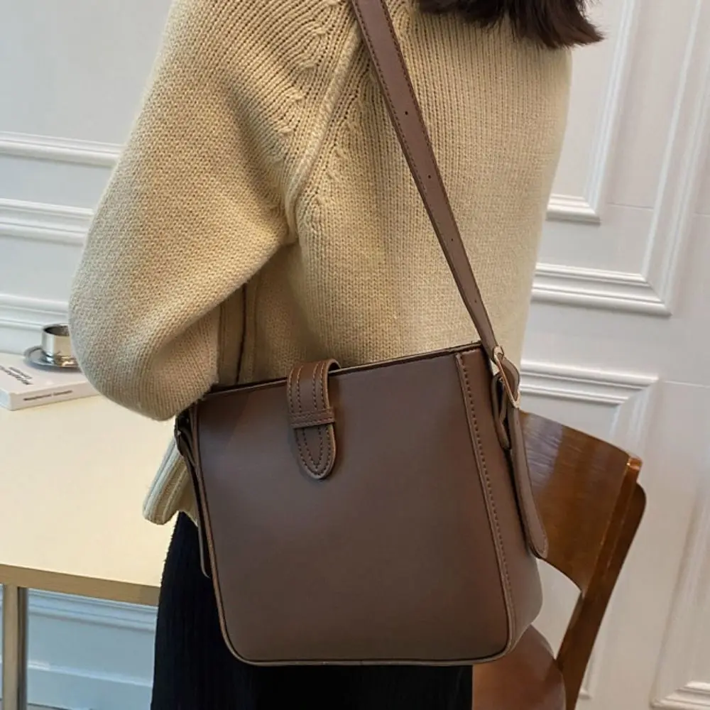 

Large Capacity PU Leather Square Bag Handbag Korean Style Simple Shoulder Bag Storage Bag Message Bag Ins Square Tote Bag