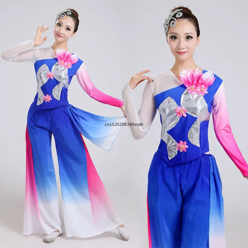 Chinese folk dance costumes Yangge clothing classical dance performance square dance drum fan modern stage performance clothing