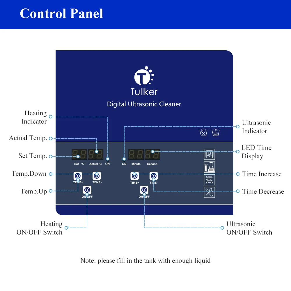 Tullker T-100S 30L منظف المحرك بالموجات فوق الصوتية حمام DPF PCB الموجات فوق الصوتية غسل زيت الصدأ المعدني إزالة الشحوم التنظيف بالموجات فوق الصوتية