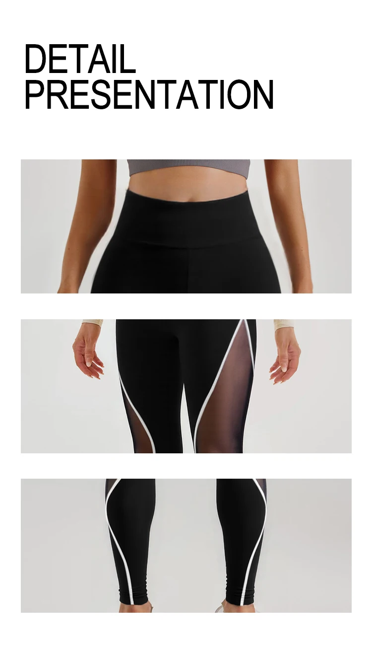 leggings per il sollevamento dell'anca da yoga da palestra in rete color block da donna, pantaloni sportivi a vita alta con leggings da esercizio con elastico in vita