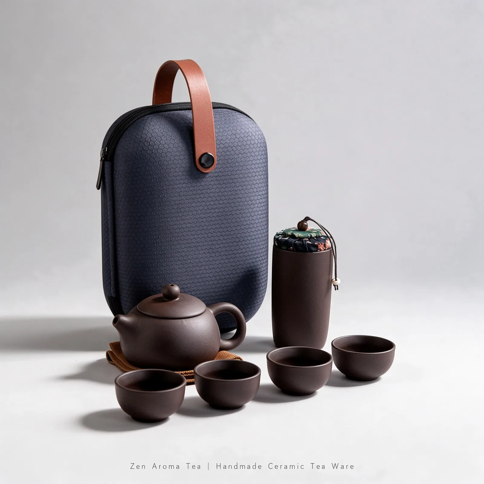 Portable Purple Clay Tea Set One Pot Four Cups Outdoor Travel Teaware Kit Gongfu Tea Ceremony Gift for Friends Home Office