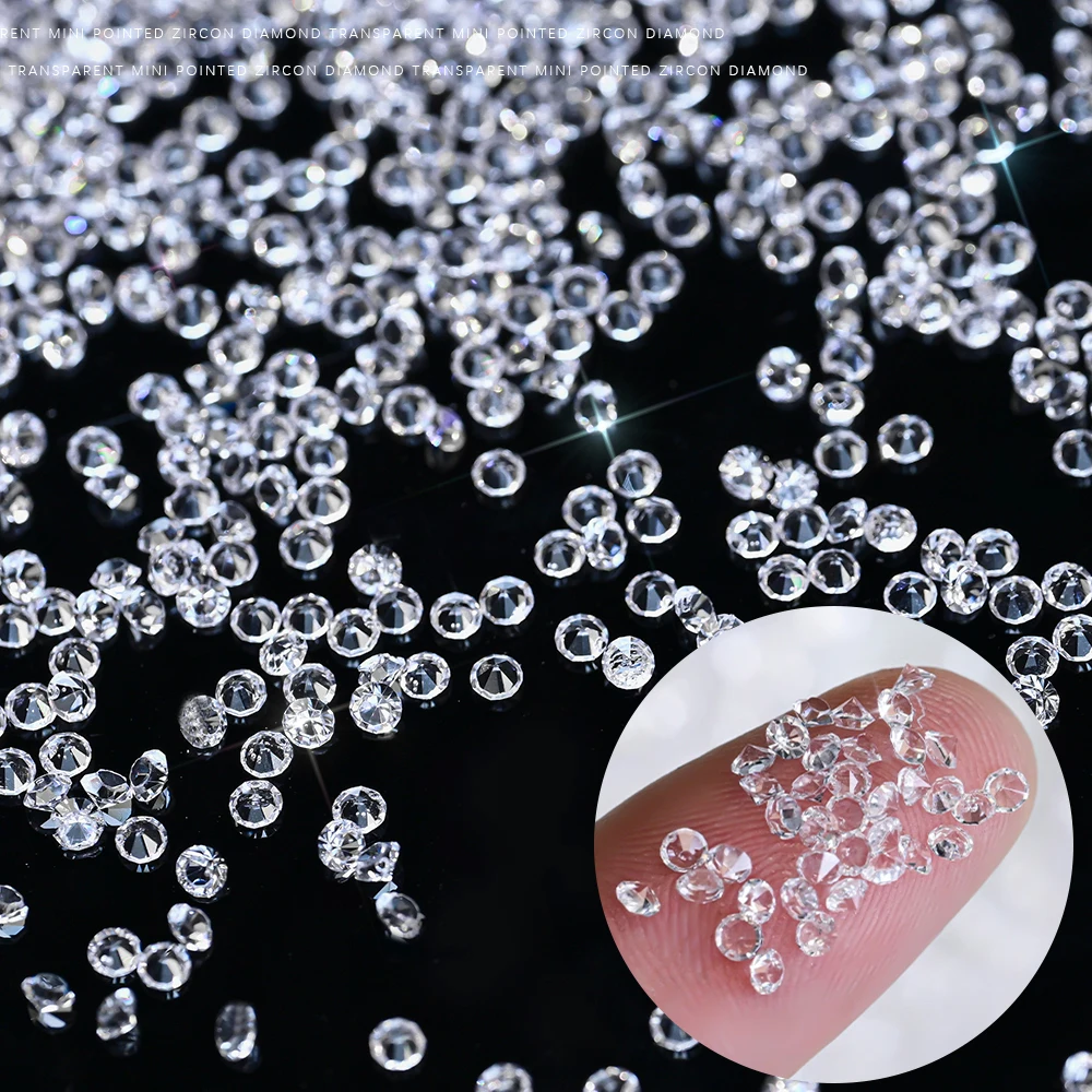 

3D Clear Resin Micro Diamond Nail Art Rhinestone 1.5mm Mini Glitter Crystal Gems Pixie Nail Deco Sparkling Manicure Jewel Charms