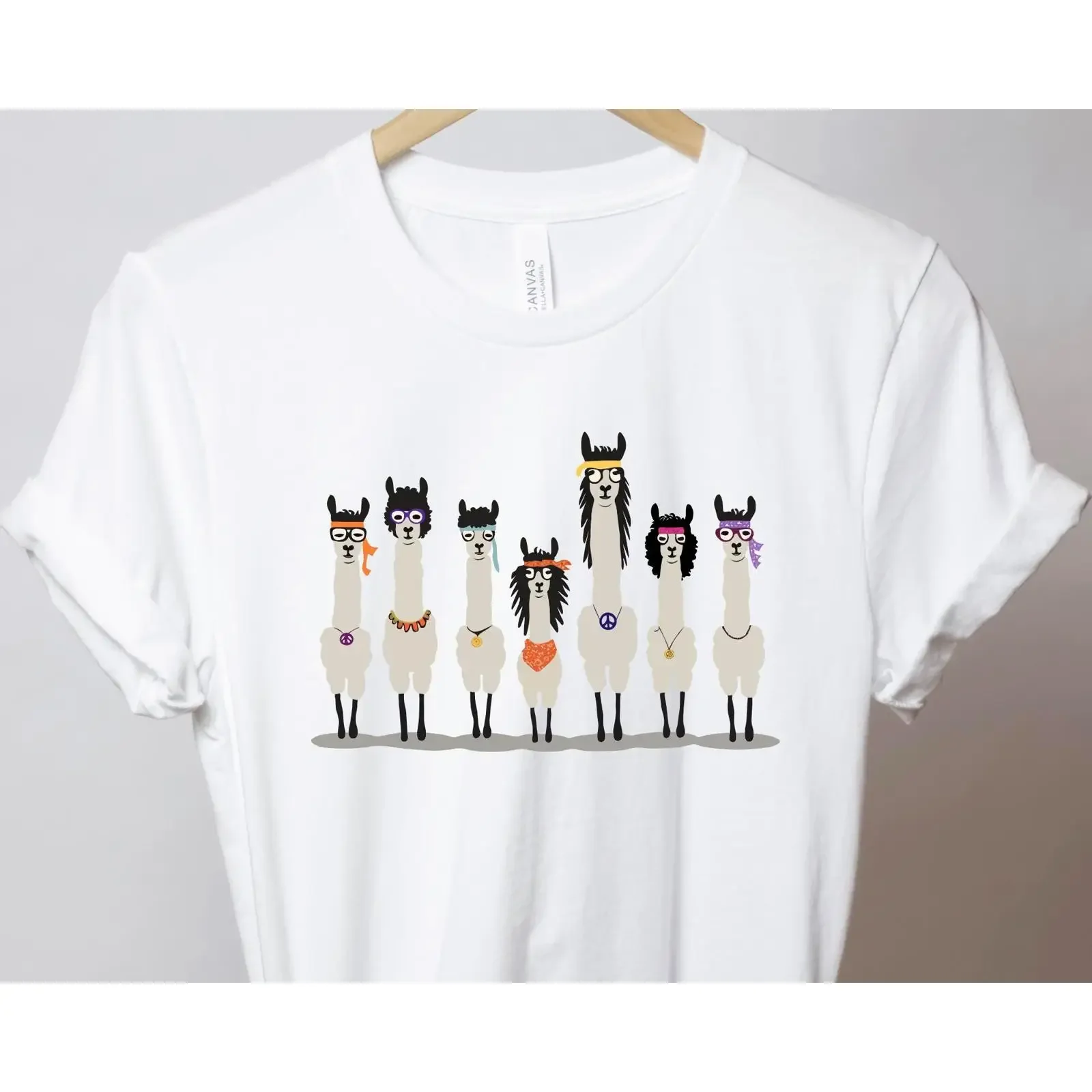 Cute Hippie Llamas T shirt Funny Llama Lover s for Casual Birthday vintage Washed Stylish fashion Stretched Slightly streetwear