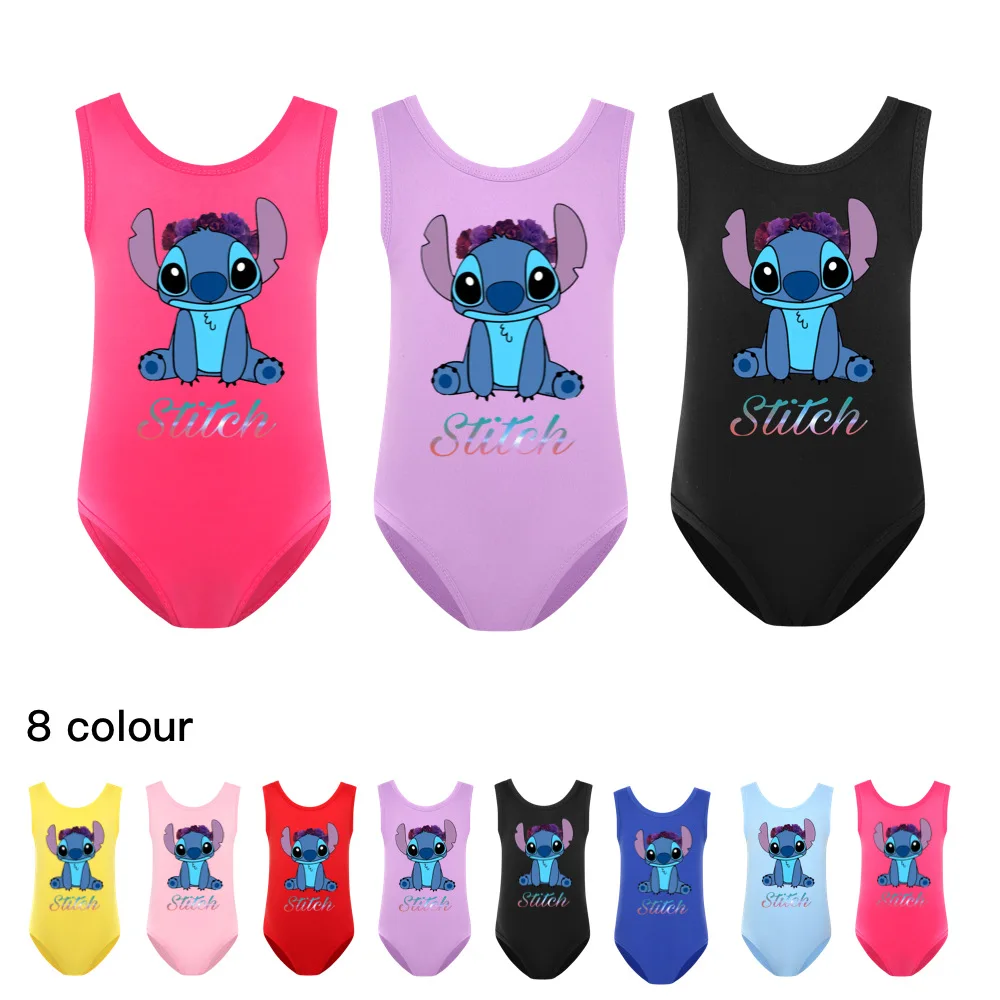 MINISO Disney Cute Cartoon Stitch Girls Fashion Casual Versatile Cartoon Swimsuit Children's Clothes Children's Swimsuit