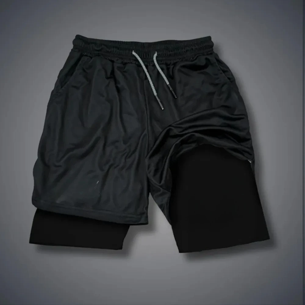 2026 Summer Solid Color Trendy False Two-Piece Shorts for Men and Women - Loose-Fitting Casual Sports Pure Cotton Couple Shorts