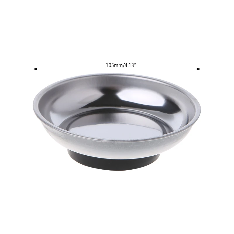 

Round Magnetic Parts Tray Bowl Dish Stainless Steel Garage Holder Tool