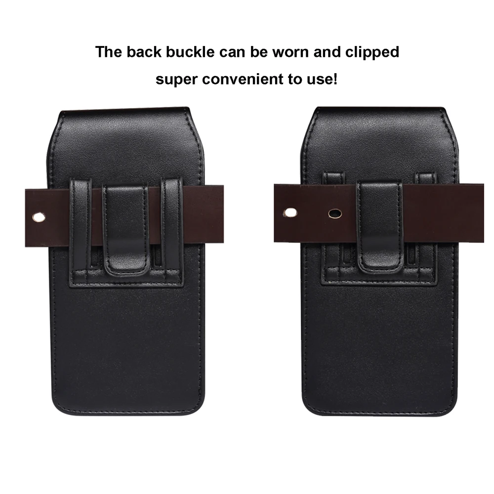 Universal Leather Belt Clip Case Mobile Phone Waist Bag For iPhone 15 14 13 Pro Max Samsung Xiaomi Huawei Vertical Holster Cover