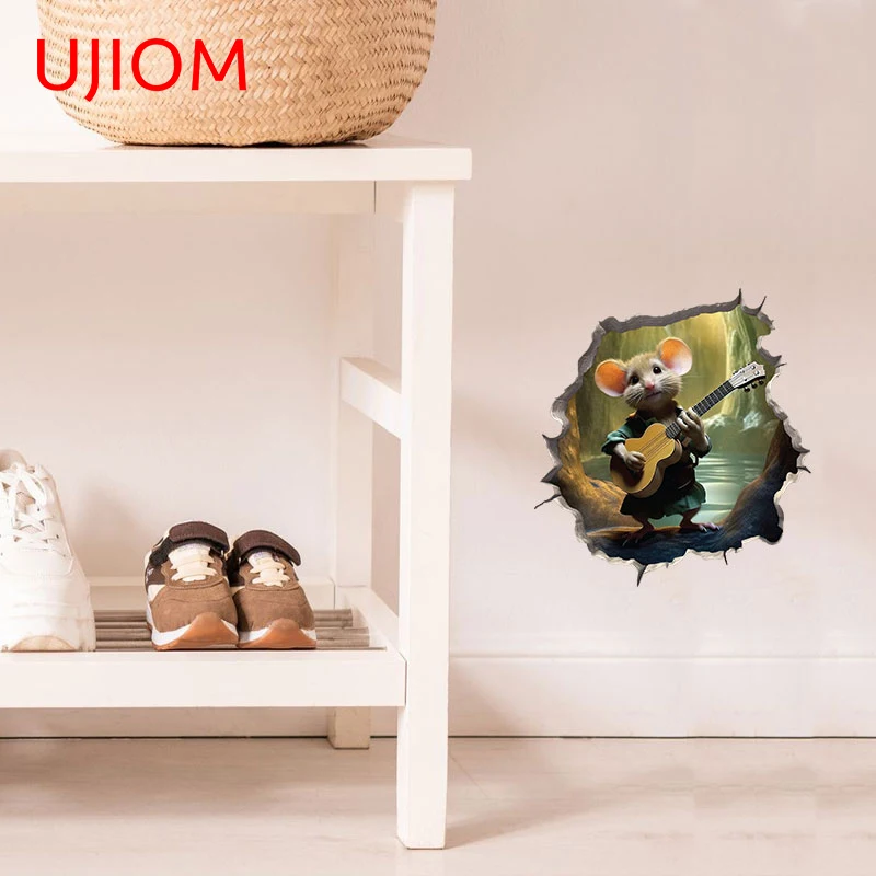 UJIOM 13cm X 12cm Hamster Hairdressing Amusing Cartoon Wall Sticker Spoof Vinyl Laptop Toilet Decal Home Decorations Accessories