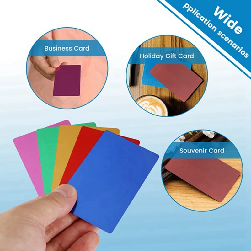 Business Cards, 50 Pc. Engraving Blank Set, 10-Color DIY Cards. Multipurpose Metal Blanks For Home Office Customization