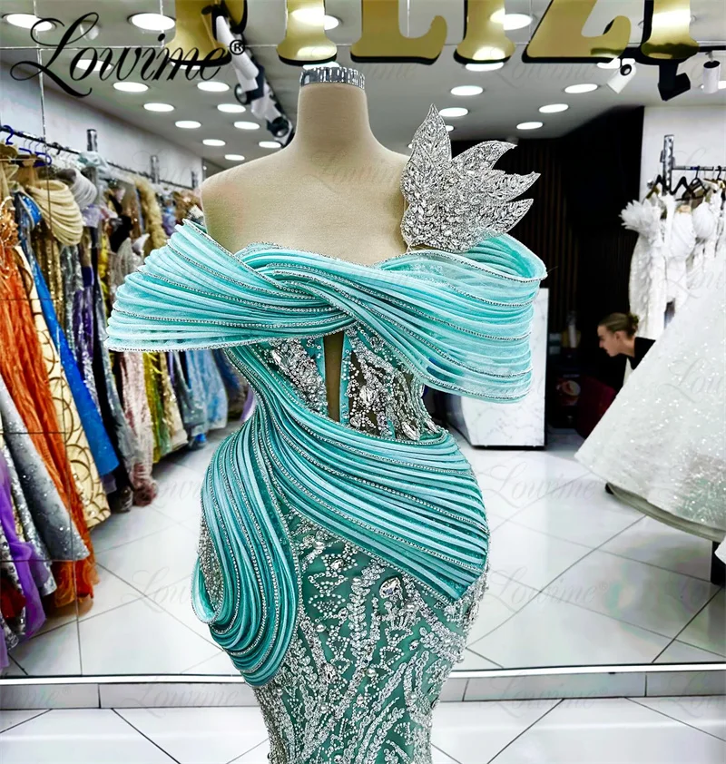 Arabic Evening Dresses Woman Elegant Wedding Party Dress Off The Shoulder Crystals Mermaid Prom Gowns Robe De Soiree Customize