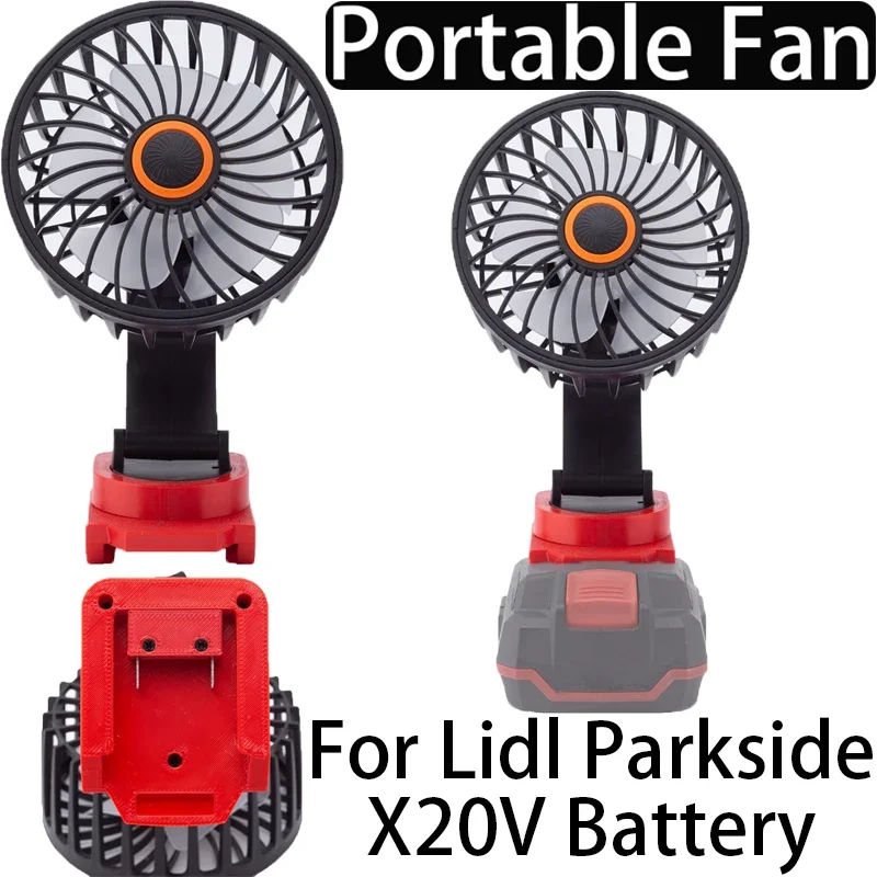 

Portable Fan for lidl Parkside X20V Li-ion Battery, Portable Mini 180° Rotation Adjustable Table Fan for Construction Sites