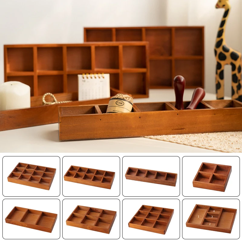 

Wooden Storage Box Serving Tray Multi Compartments Divided Food Serving Plate for Home Restaurants Sushi Hot Pot Snack Dishes