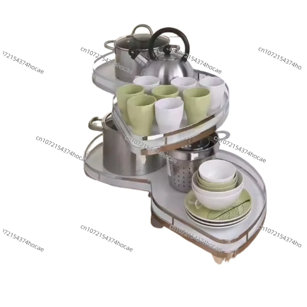 Kitchen Storage Drawer Cabinet Organizer Sliding Basket Chrome Magic Corner Revolving Basket Swing Trays