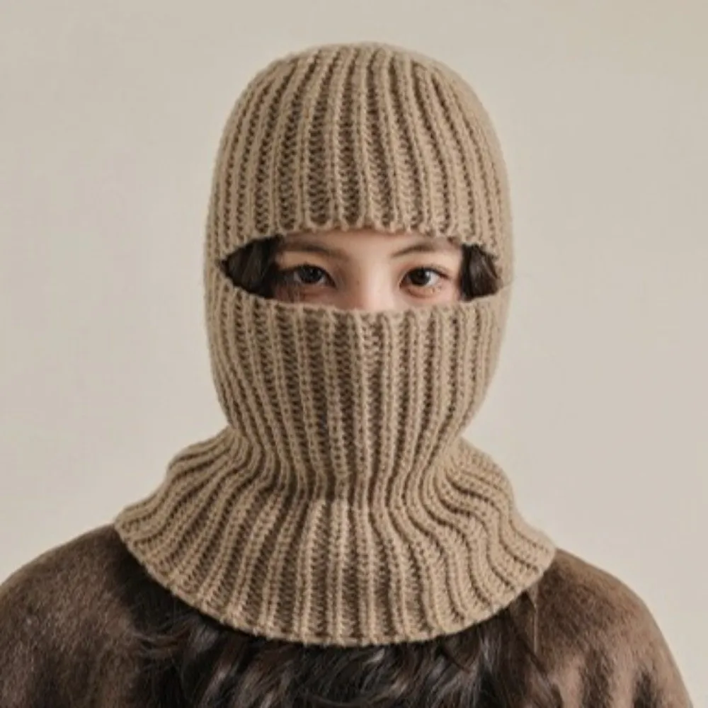 Einfarbige Winter-Sturmhaube Winddichter Nackenwärmer Vollgesichts-Pullover-Mütze Ohrenschutz-Mütze Ohrenklappen-Ski-Strickmaske – Detail 12