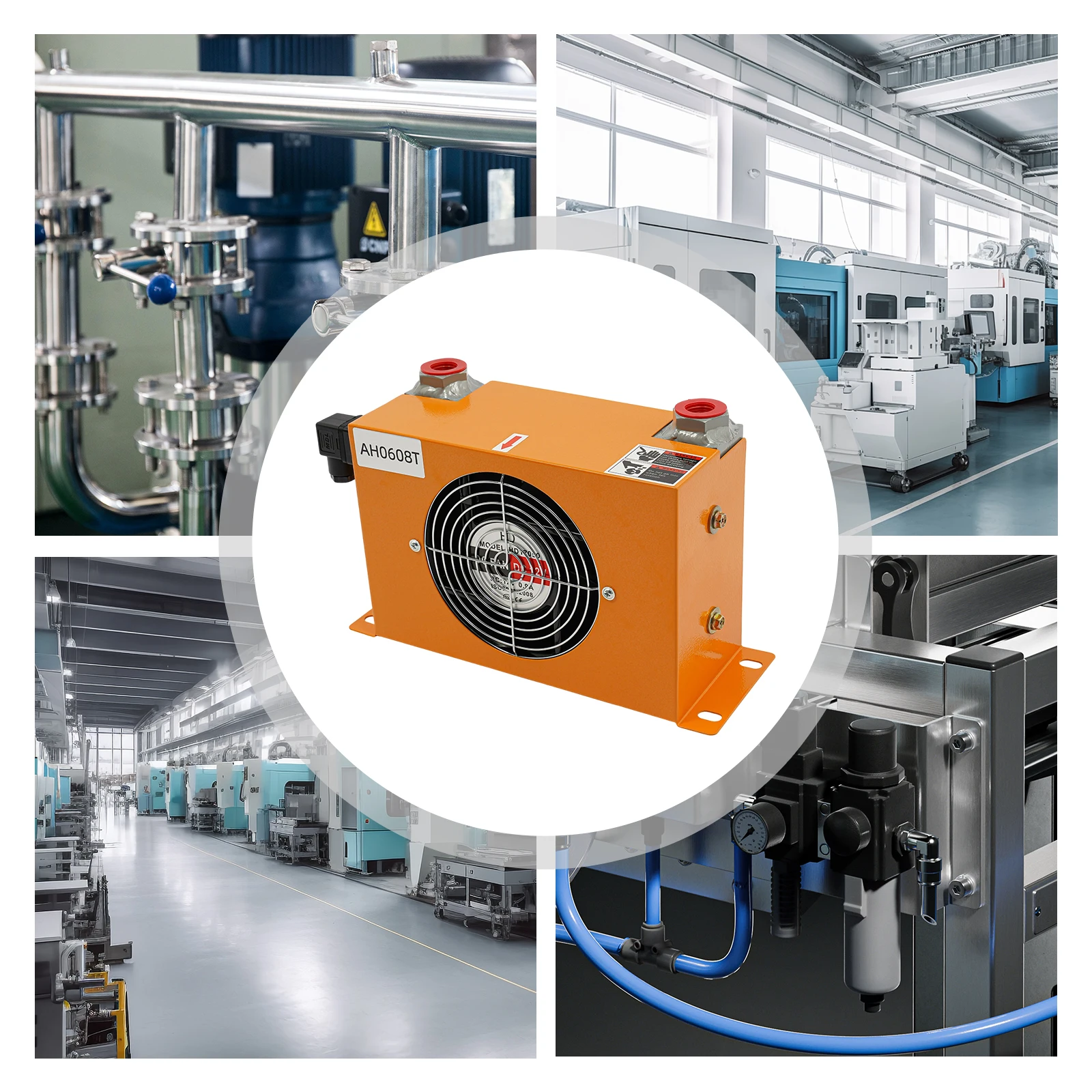 2300Kcal/H Hydraulic Oil Cooler, 12V DC All-Copper Motor Oil Cooler, Compact Radiator for Hydraulic & Lubricat