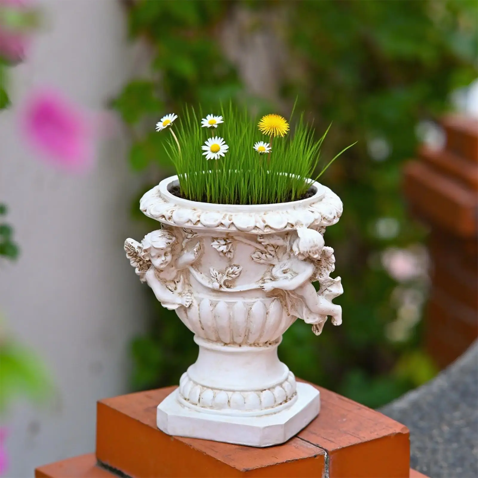 

Angel Planter Pot Resin Flower Pot With Drainage Hole Lovely Home Garden Decor For Balcony Porch Table Cactus Succulents Plants