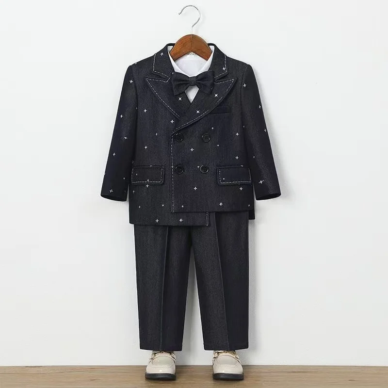 

Boy's Spring And Autumn Suit Stylish Little Blazer Flower Boy's First Birthday Attire Boy's Hosting Outfit for Piano Recitals