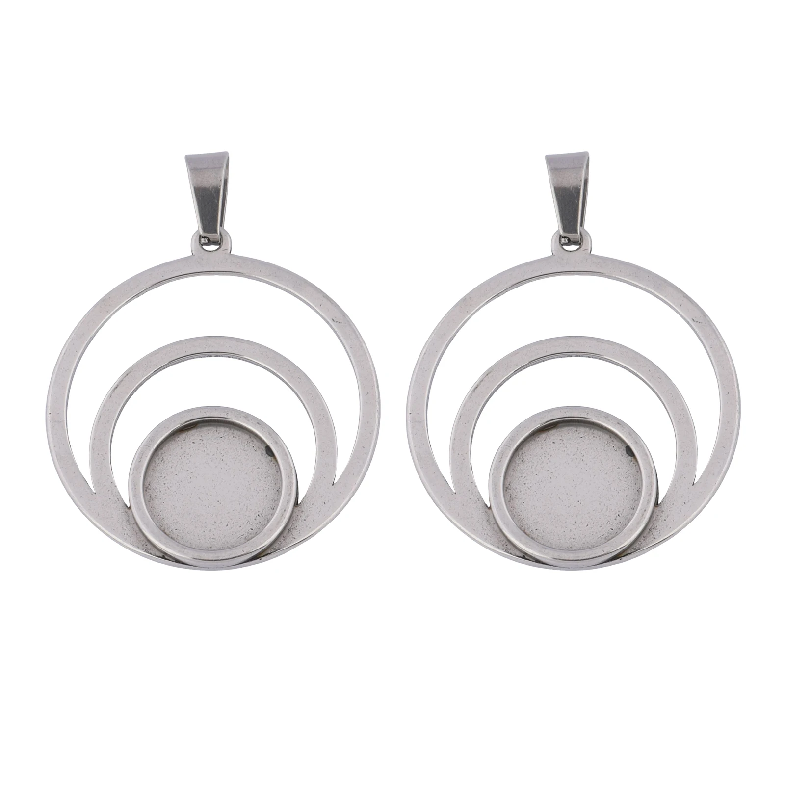 Image of 10 Stück Edelstahl-Doppelring-12-mm-Cabochon-Basisschablonen für DIY-Anhänger-Halskettenrohlinge zur Schmuckherstellung