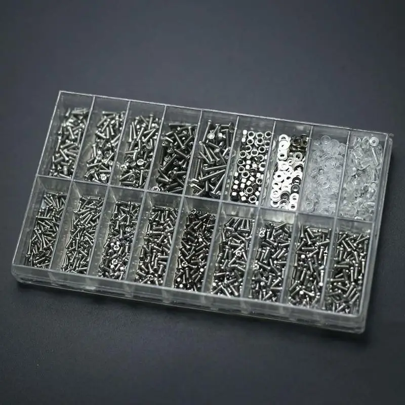 Small Eyeglass Repair Screws Kit 1000 Pcs PM Round Screws Washers Multi-use Hardware for DIY Watch Glasses Repair