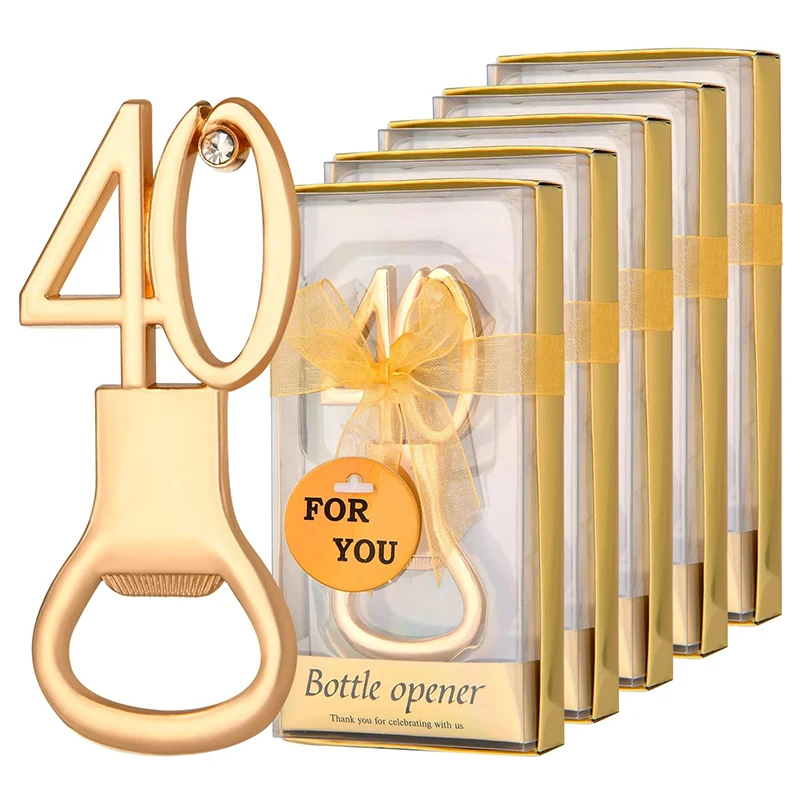 25Pcs Golden Bottle Openers, 40/60/70/80th Birthday Favors - Wedding Party Souvenirs Return Gifts for Guests