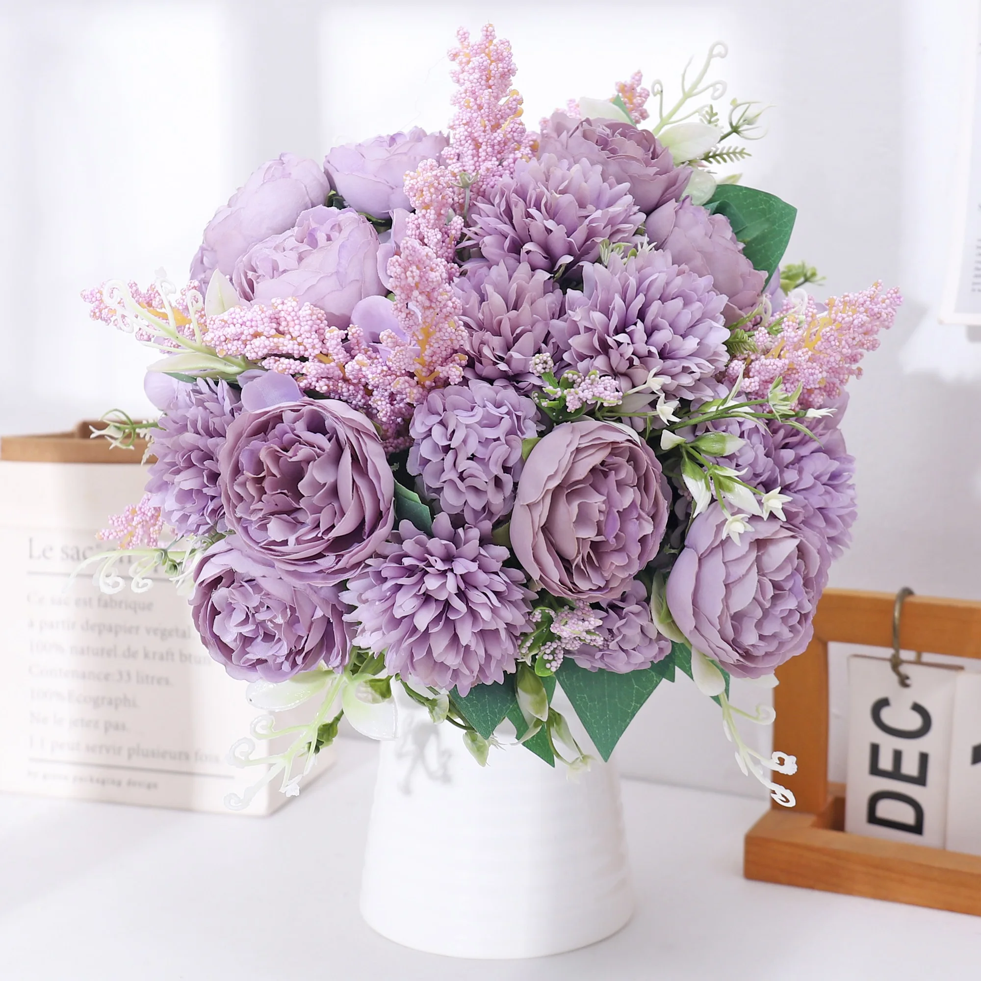 Pfingstrose Seidenblumen Hochwertige künstliche Rosen Gefälschte Hochzeit Party Home Tisch Raumdekoration DIY Braut Hortensien Blumenstrauß – Detail 6