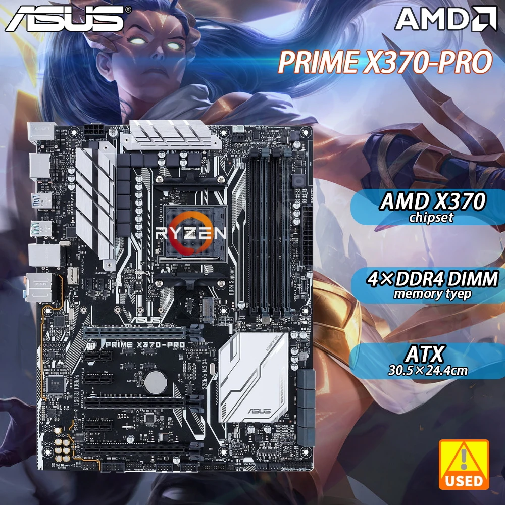 

AM4 Motherboard ASUS PRIME X370-PRO with AMD X370 Chipset Socket AM4 Ryzen 7th Generation 4×DDR4 64GB PCI-E 3.0 M.2 8xSATA 3 ATX