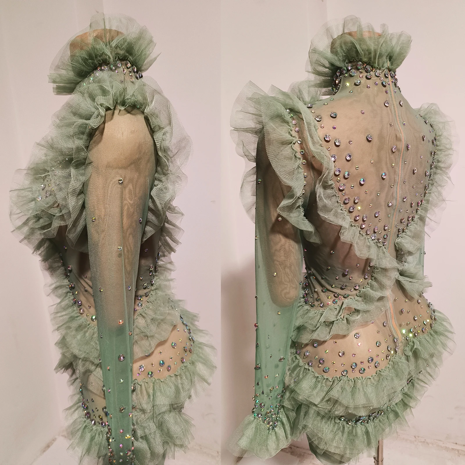 Adaçayı Yeşili Fileli Fırfırlı - Women'S Green Formal Wear incelemesi ve fiyatı