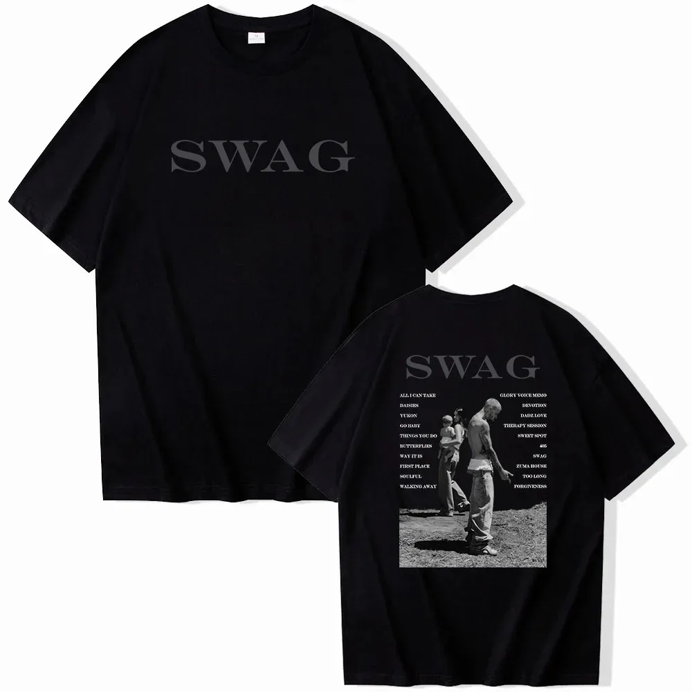 

Bieber SWAG 2025 Justin Album Women T-shirt 2 Sided O-Neck Short Sleeve Shirts Fans Gift Women Clothes
