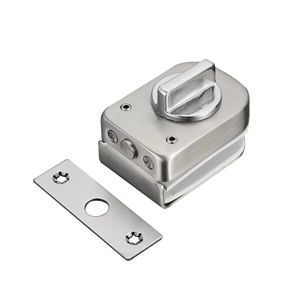Silver Stainless Steel Double Door Sliding Ground Lock for Bathroom Indoor Outdoor Keyless Door Lock Latch Security