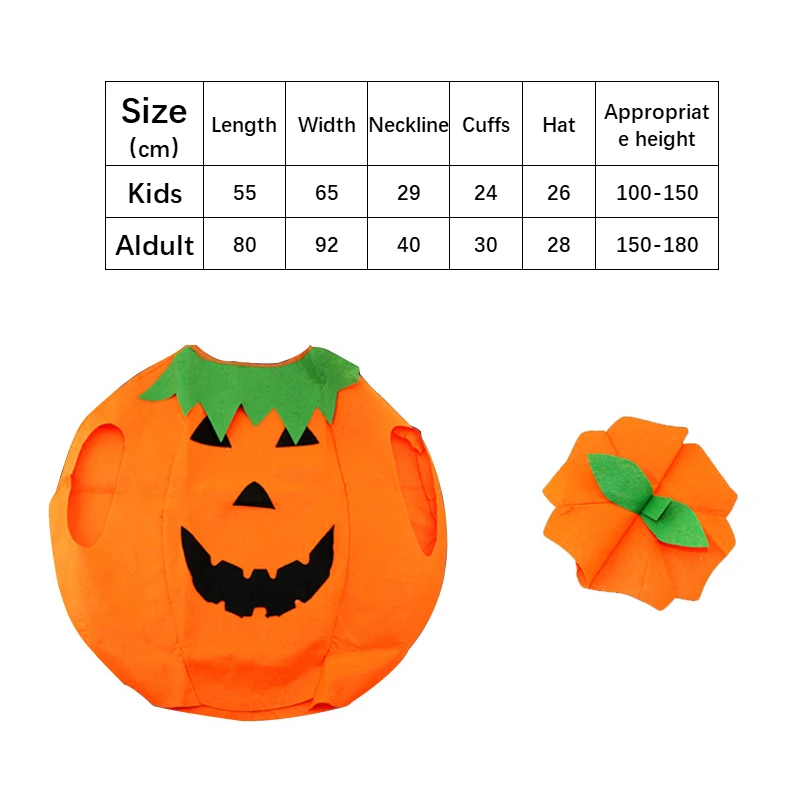 Adults Kids Pumpkin Clothes Hat Set Handbag Cosplay Costume Pumpkin Jumpsuit Holiday Performance Clothes Halloween Costume