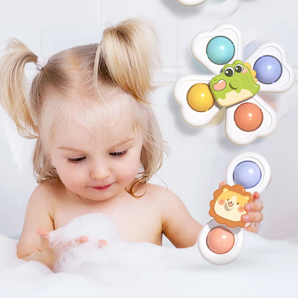 1PC/3PCS Kids Suction Cup Spinner Toy Baby Bath Funny Game Educational Toys For Children Infant Sensory Stress Reliever Gifts