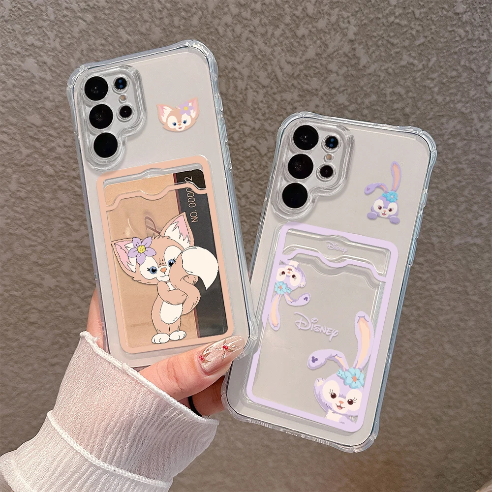 Anime StellaLou LinaBell Card Hold Phone Case For Samsung S24 S23 S22 S21 S20 FE Plus Ultra M33 M53 M54 5G Anti-fall Clear Cover