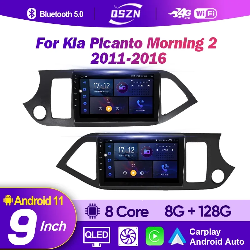 

QSZN Android 12 Car Radio For Kia Picanto Morning 2 2011-2016 Navigation Stereo Multimedia Player Carplay Auto 8+128G Head Unit