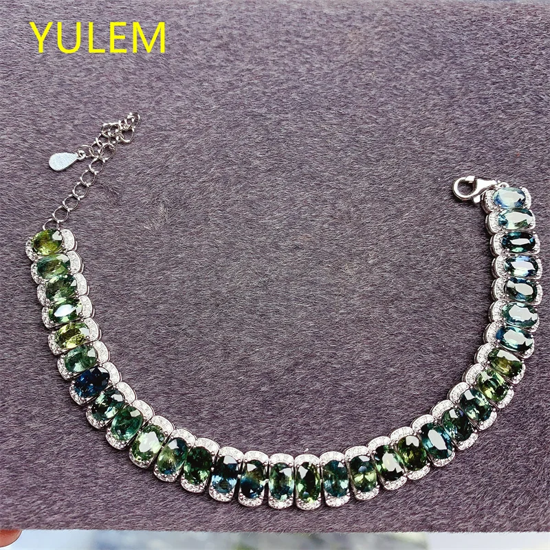 

Natural Blue Sapphire Bracelet Elegant S925 Sterling Silver Luxury Gift Designed for The Modern Woman