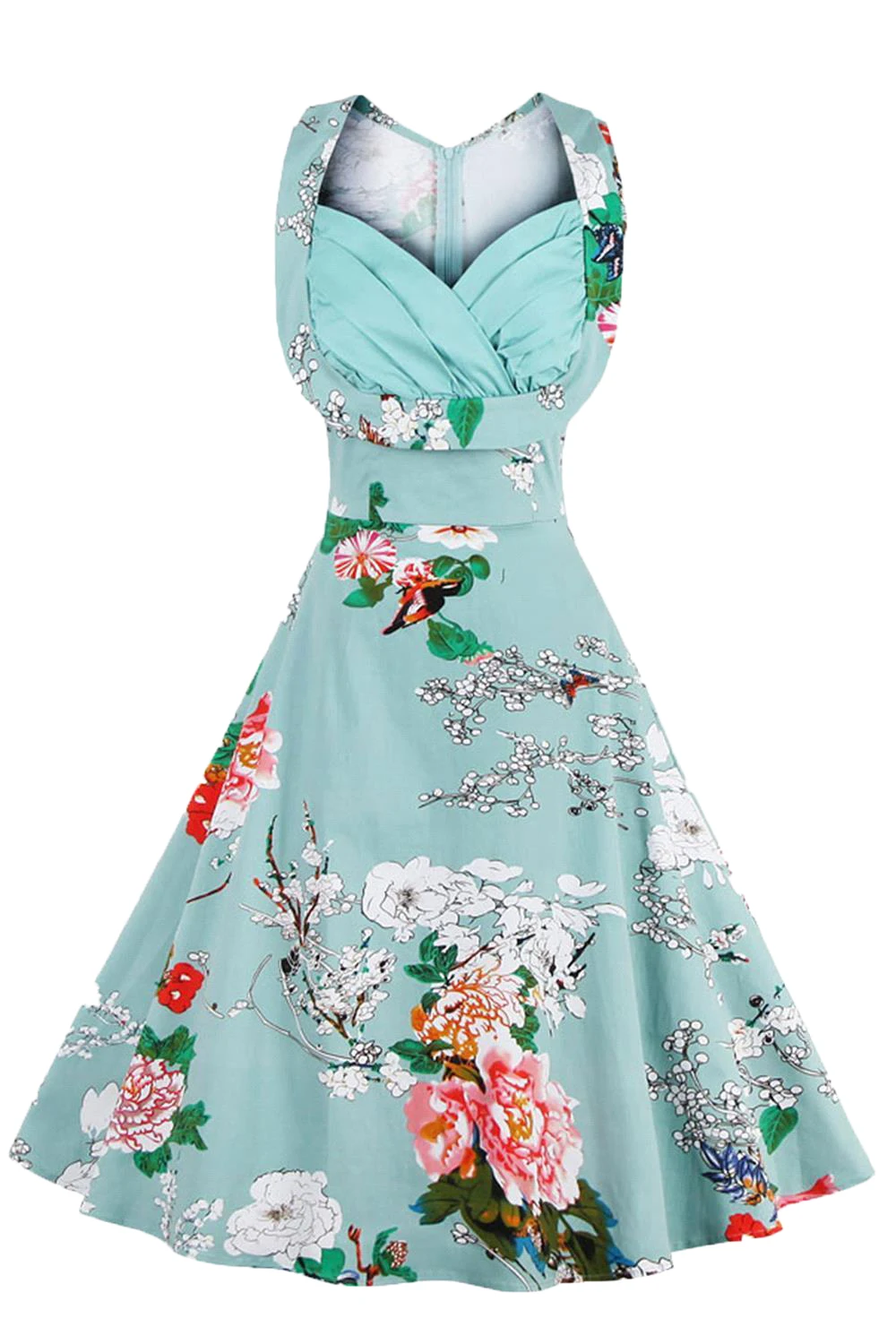 Floral Print Summer Dress Evening Dresses Women V Neck Big Swing Vintage Dress Robe Femme Elegant Party Office Midi Dresses