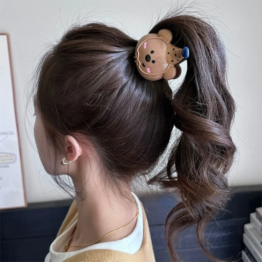 Sweet Hairpin Bear Hair Clip Acrylic Geometry Cartoon Hair Claw Korean Style Hair Accessories Plastic Grab Clip Travel