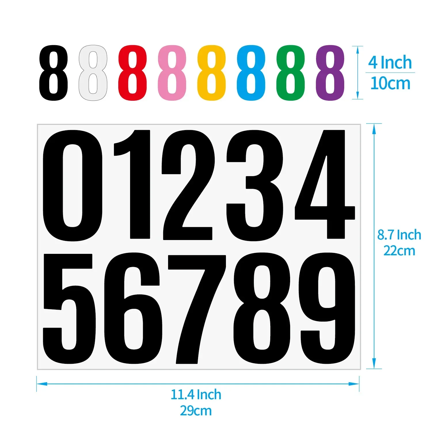 4PCS 4-inch Numeral Number Stickers for Mailbox Stationery DIY Diary Big Self-adhesive Waterproof Number Stickers Home Decor