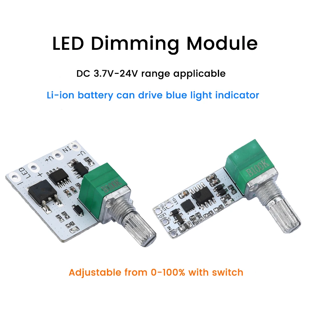 DC3.7V-24V LED Driver PWM Dimmer Module Constant Voltage Light Bar Desk Lamp Stepless Knob Potentiometer Circuit Control Board