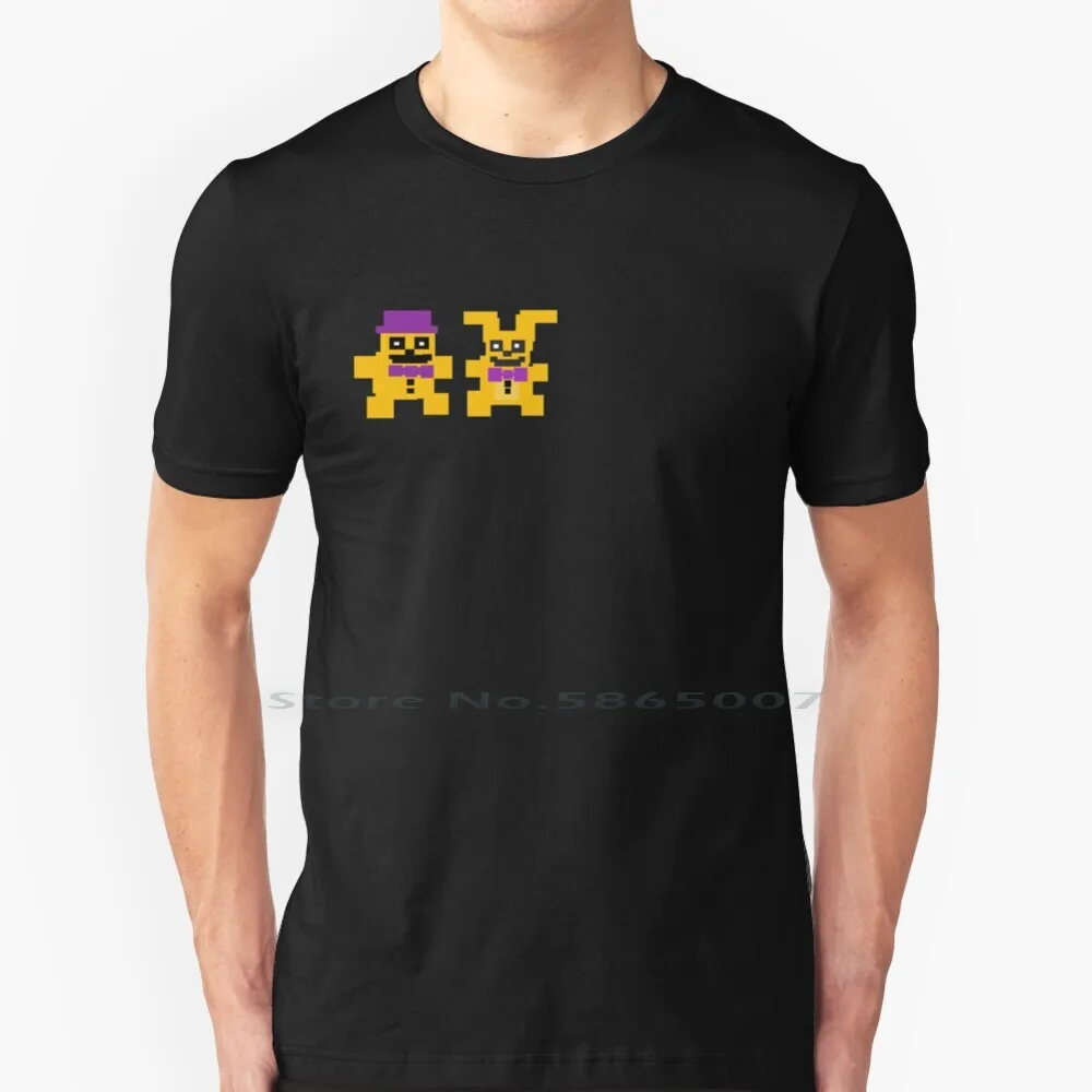 Fredbear And Springbonnie T Shirt 100% Cotton Springbonnie Fredbear Plush Fnaf 8bit Springtrap Big Size 6xl Tee Gift Fashion