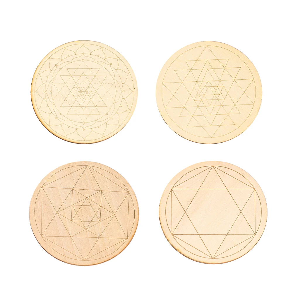 Sacred Geometry Wood Coaster Metatrons Cube Sri Yantra Crystal Grid Display Board Altar Ritual Decor Unfinished DIY Painting Pad