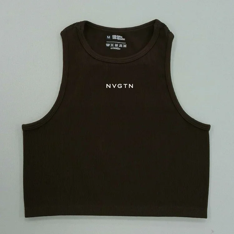 

NVGTN Top Camisole Fitness Seamless knitted deep V Vest Threaded Yoga Underwear Seamless Knit Vertical Stripe tank top