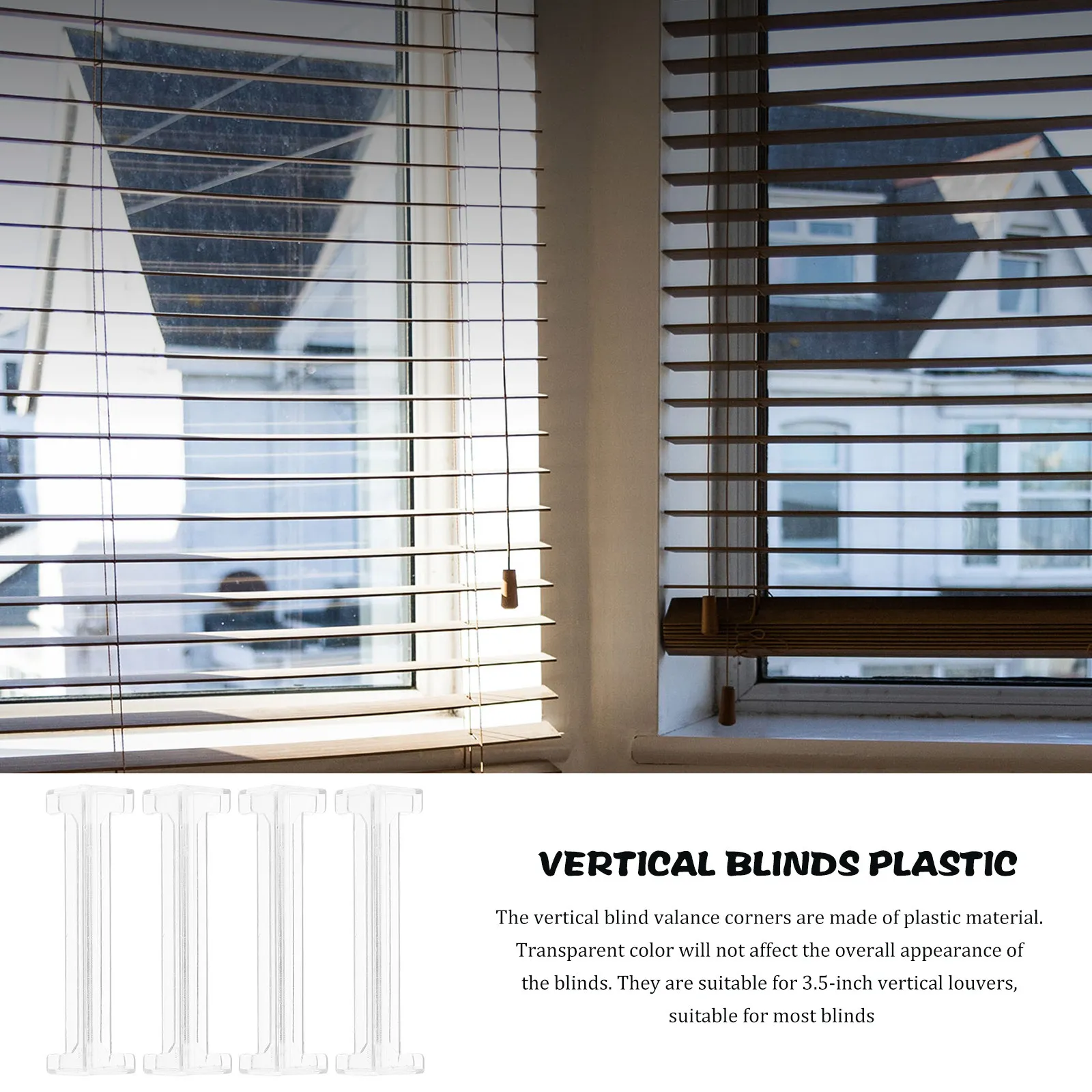 4Pcs Vertical Blind Connector Transparent Plastic Compact Valance Return Corner Adapter Blinds Parts Accessories for 3.5inch